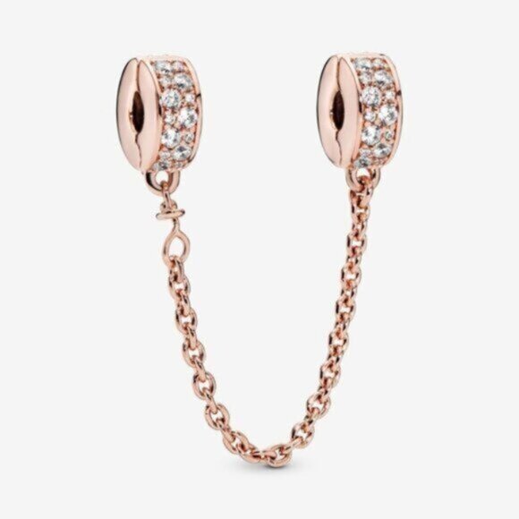 Pandora Clear Pav Safety Chain Clip Charm - Picture 1 of 5